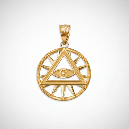 Gold pendant with eye of providence design