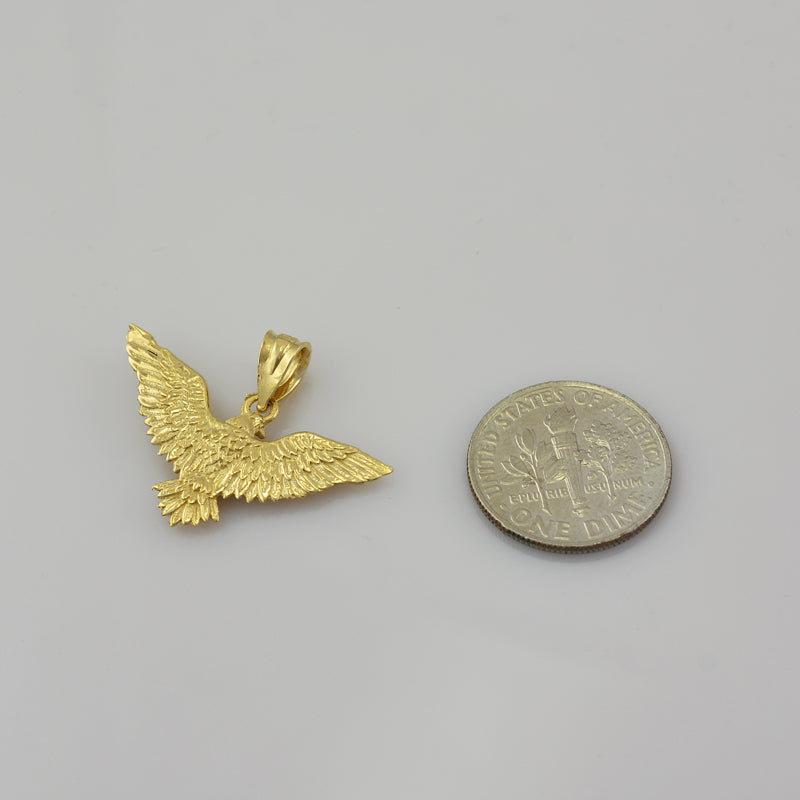 Solid Gold Falcon Eagle DC Pendant Necklace (yellow, white, rose gold, 10k, 14k)