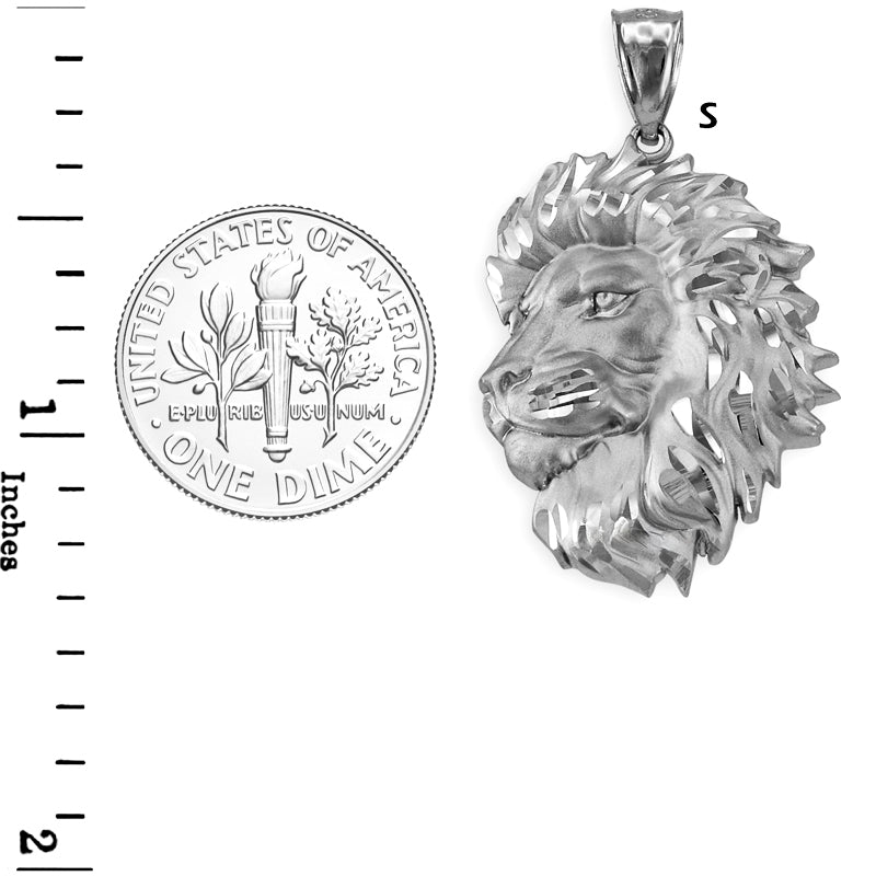 Sterling Silver Lion Face Satin DC Leo Pendant Necklace
