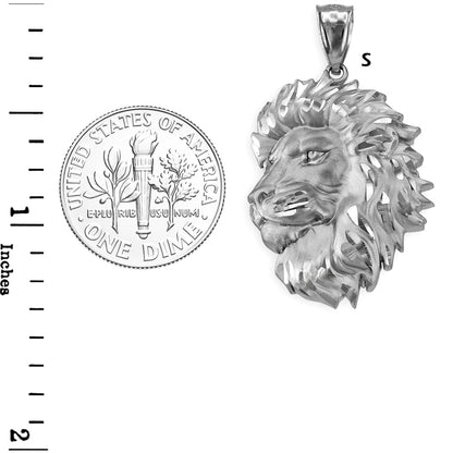 Sterling Silver Lion Face Satin DC Leo Pendant Necklace