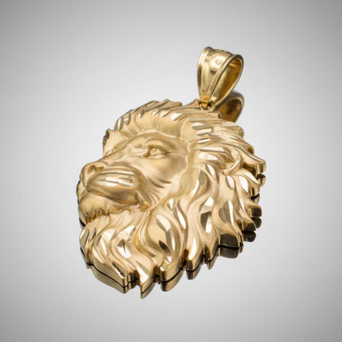 Gold Lion Face Satin DC Leo Pendant S/L (yellow, white, rose gold, 10k, 14k)