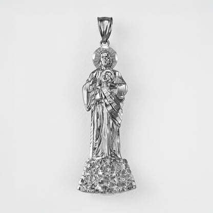 Gold Saint Jude Diamond-cut Pendant (S/M/L, Yellow, White, Rose Gold, 10K/14K)