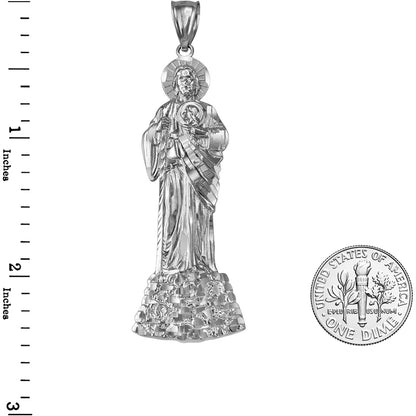 Gold Saint Jude Diamond-cut Pendant (S/M/L, Yellow, White, Rose Gold, 10K/14K)