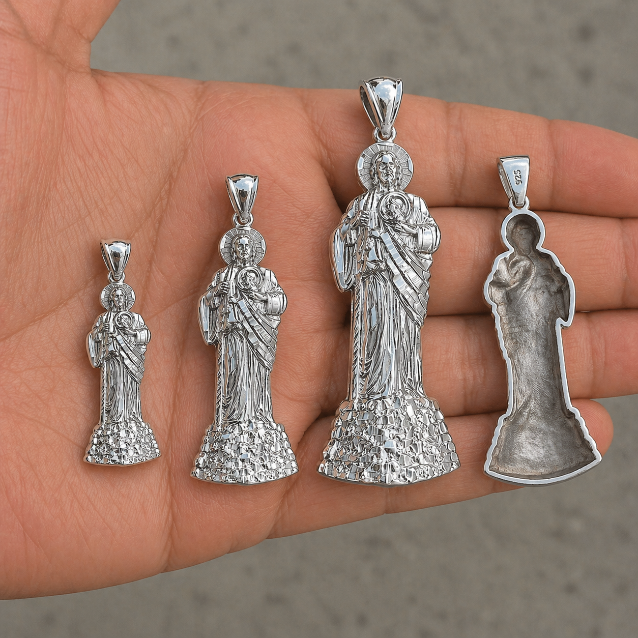 Sterling Silver Saint Jude DC Charm Pendant (Small, Medium, Large)