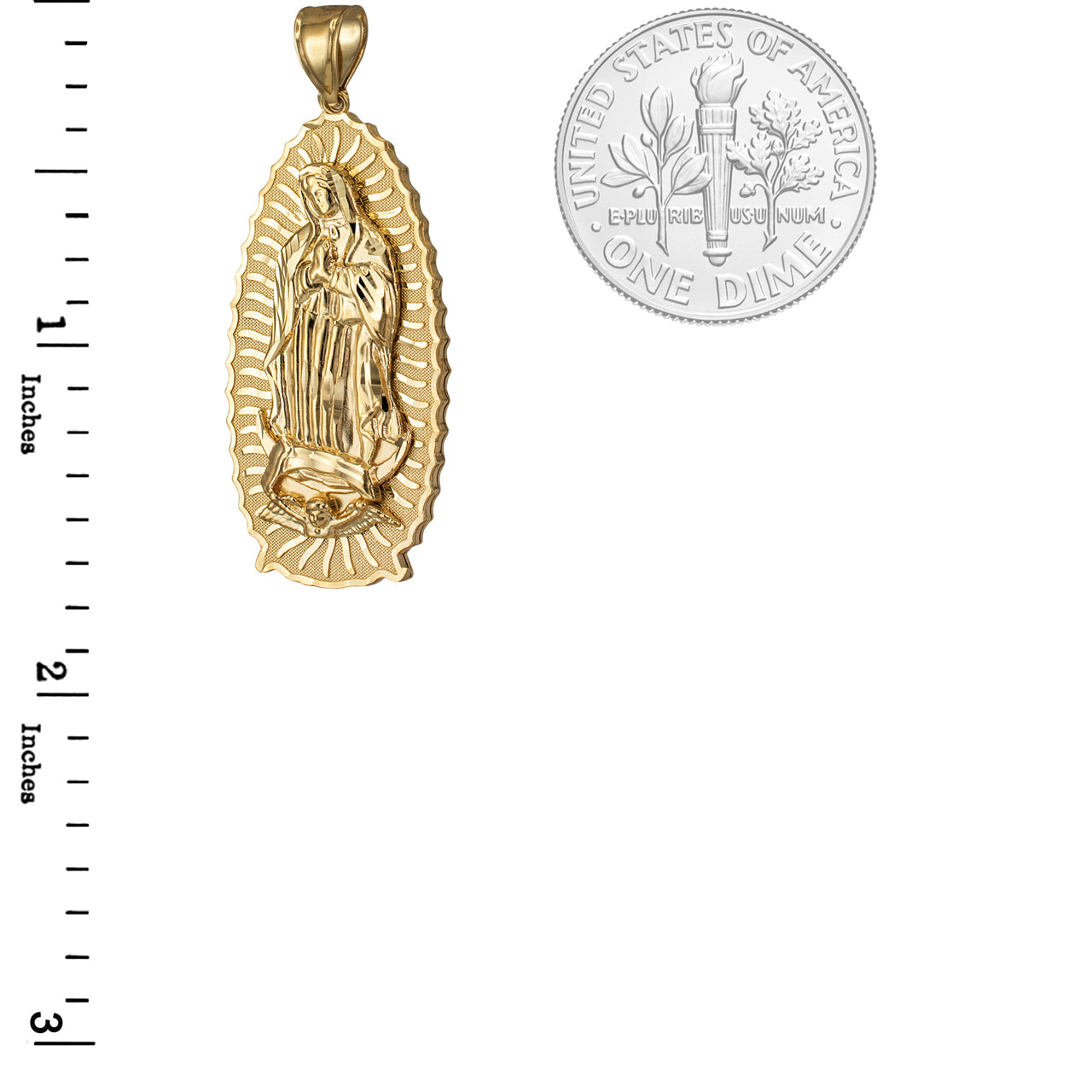 Gold Our Lady of Guadalupe Virgin Mary Pendant 10K 14K, 3 Sizes