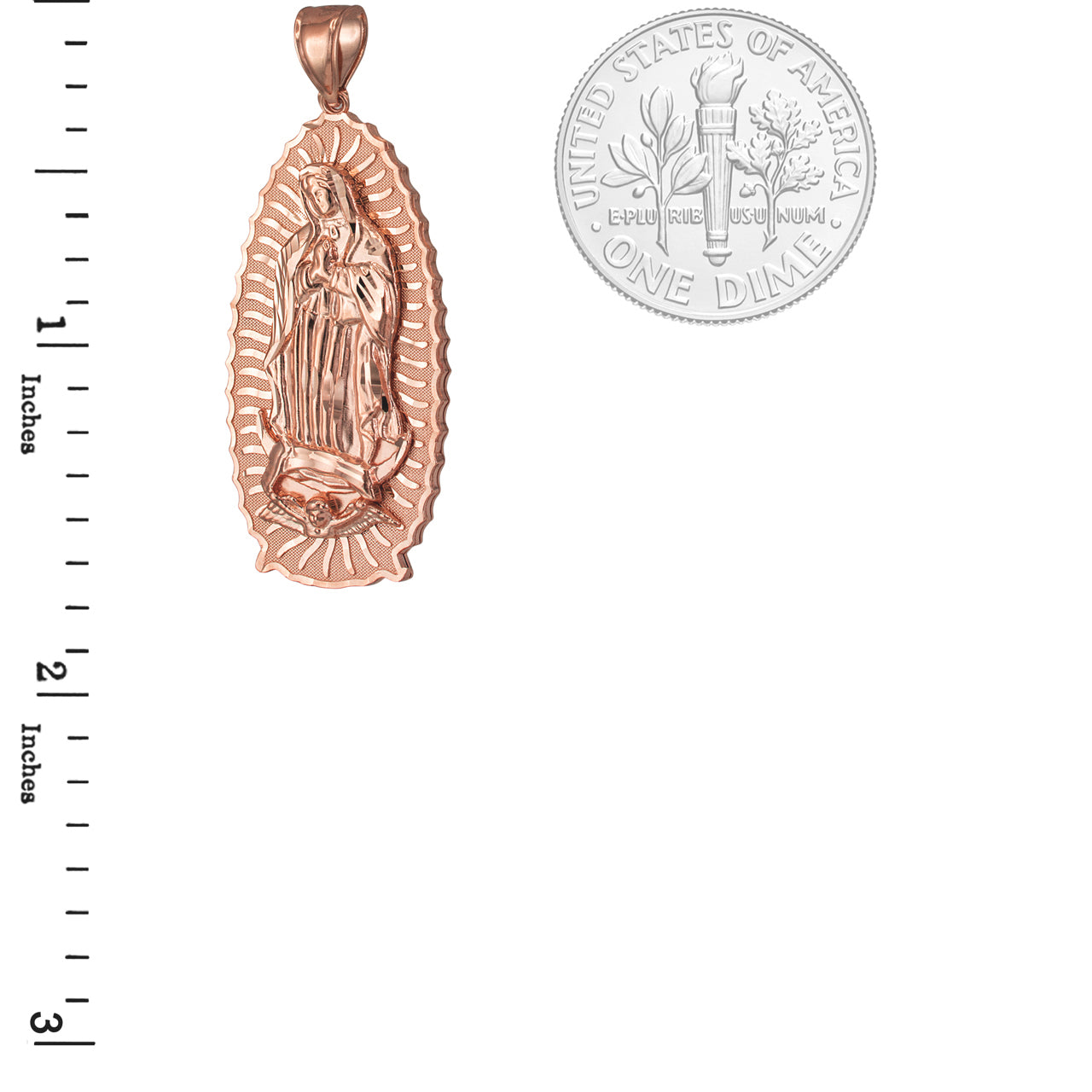 Gold Our Lady of Guadalupe Virgin Mary Pendant 10K 14K, 3 Sizes, Yellow, White, Rose