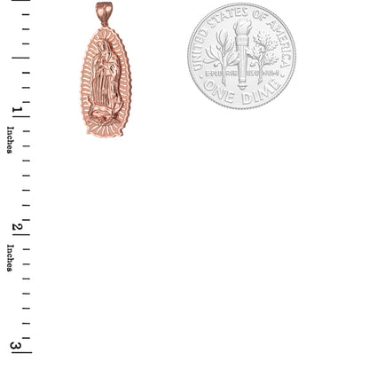 Gold Our Lady of Guadalupe Virgin Mary Pendant 10K 14K, 3 Sizes, Yellow, White, Rose