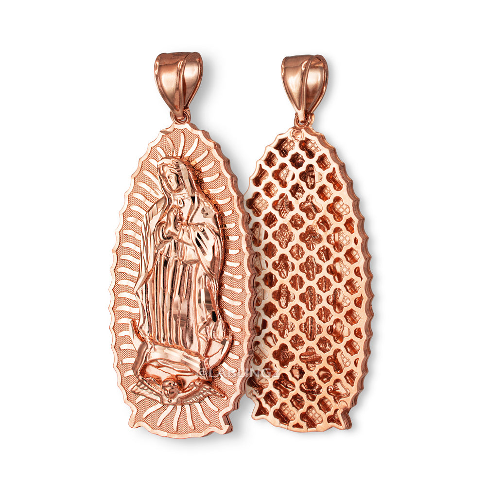 Gold Our Lady of Guadalupe Virgin Mary Pendant 10K 14K, 3 Sizes, Yellow, White, Rose