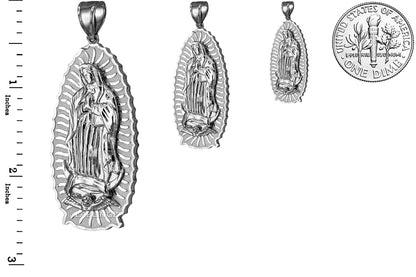 Sterling Silver Our Lady of Guadalupe Virgin Mary Pendant, 3 Sizes