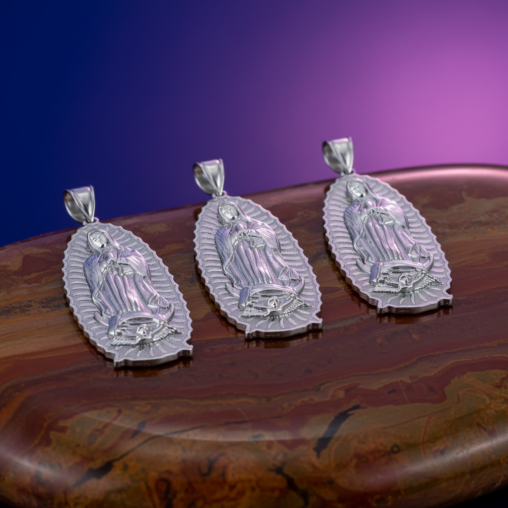 Sterling Silver Our Lady of Guadalupe Virgin Mary Pendant, 3 Sizes