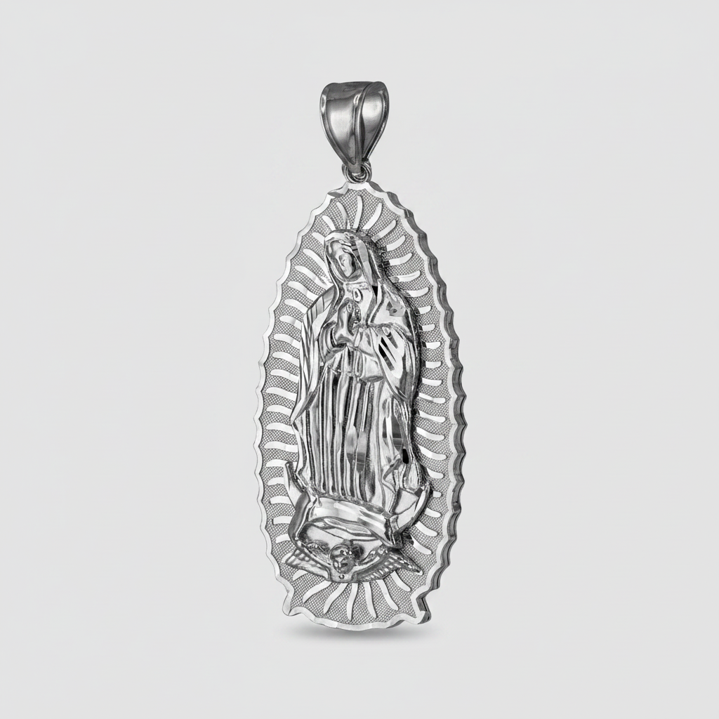 Sterling Silver Our Lady of Guadalupe Virgin Mary Pendant, 3 Sizes