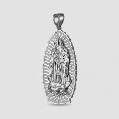 Sterling Silver Our Lady of Guadalupe Virgin Mary Pendant, 3 Sizes