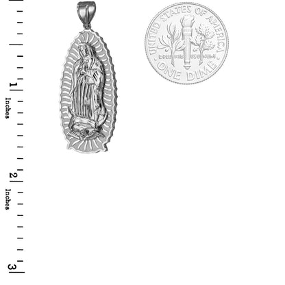 Sterling silver Our Lady of Guadalupe Virgin Mary pendant medium size
