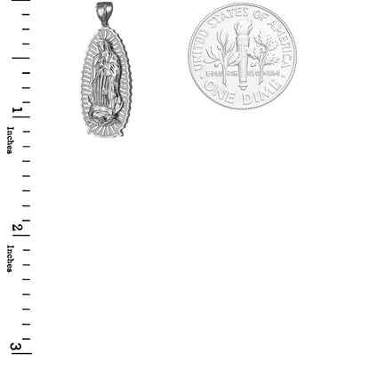 Gold Our Lady of Guadalupe Virgin Mary Pendant 10K 14K, 3 Sizes, Yellow, White, Rose