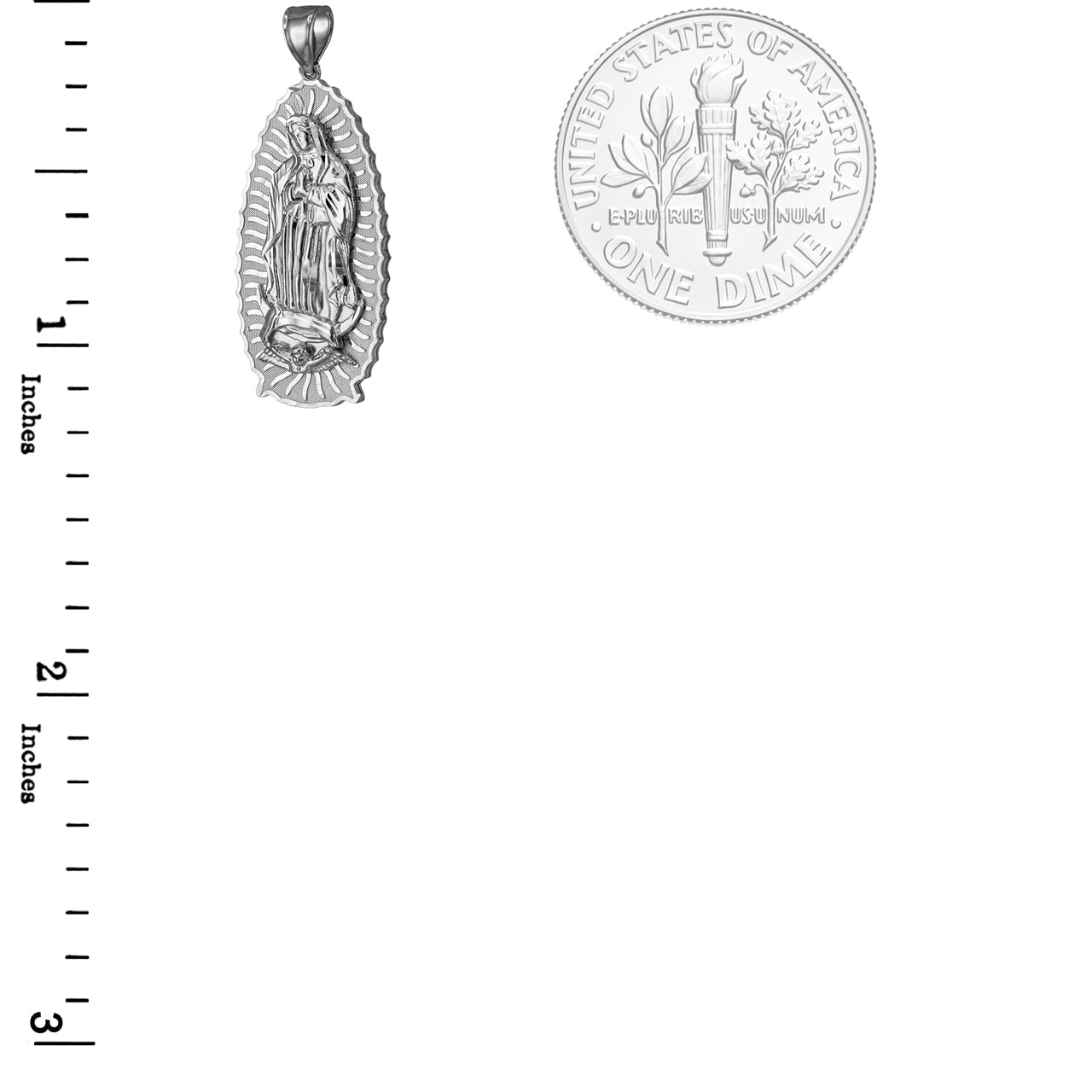 Sterling silver Our Lady of Guadalupe Virgin Mary pendant small size