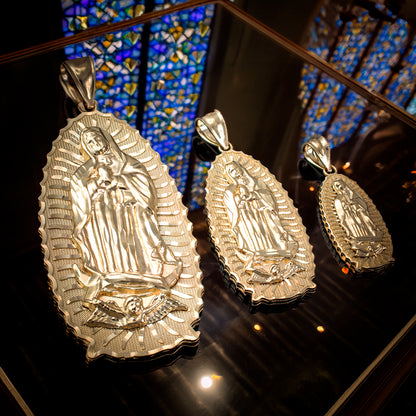 Gold Our Lady of Guadalupe Virgin Mary Pendant 10K 14K, 3 Sizes, Yellow, White, Rose