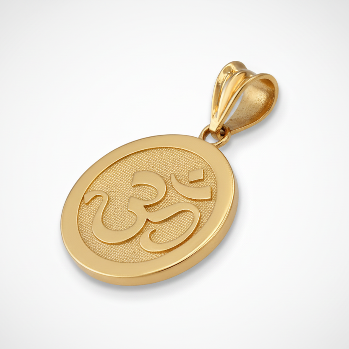 Gold Om Yoga Medallion Charm Necklace (yellow, white, rose gold, 10K, 14K)