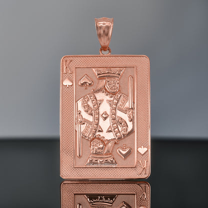 Gold King of Spades Poker Card Pendant | 10K & 14K | Yellow, White, Rose, Two-Tone