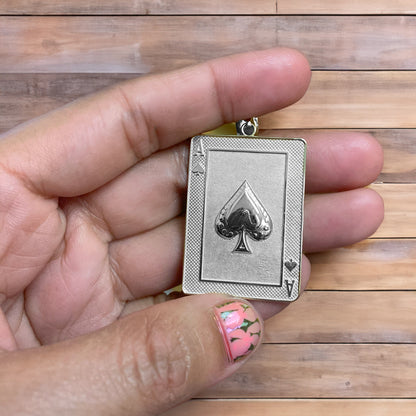 Sterling Silver Ace of Spades Poker Card Pendant