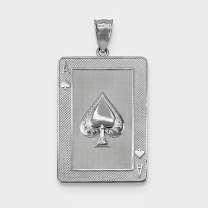 Sterling Silver Ace of Spades Poker Card Pendant Karma Blingz