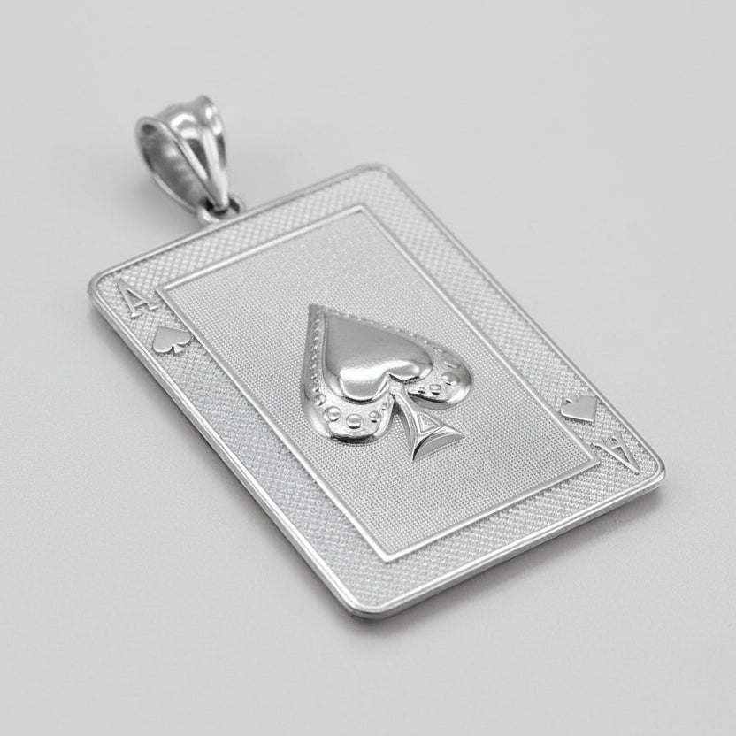 Sterling Silver Ace of Spades Poker Card Pendant Karma Blingz
