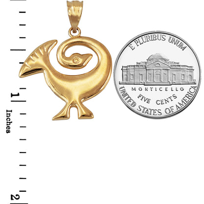 Gold Sankofa Bird Pendant Necklace West African Adinkra Symbol Charm Yellow, White, Rose Gold 10K 14K