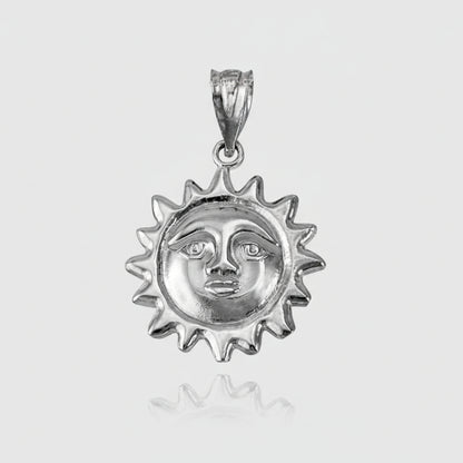 Gold Sun Face Celestial Pendant Necklace (yellow, white, rose gold, 10k, 14k)
