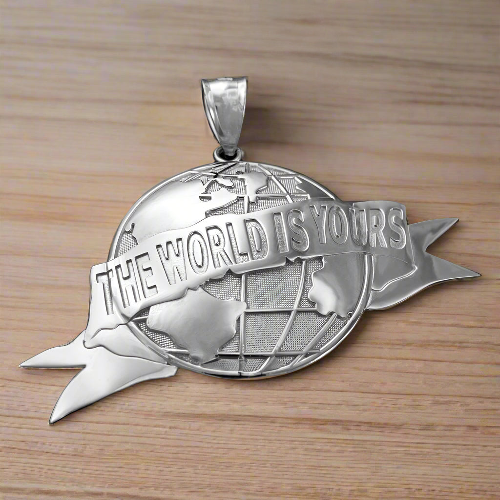 Sterling Silver The World Is Yours Globe Pendant