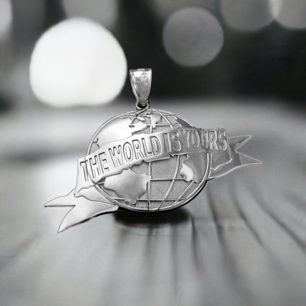 Sterling Silver The World Is Yours Globe Pendant