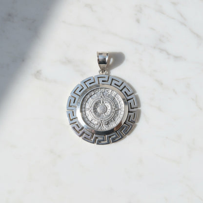 Sterling Silver Aztec Mayan Sun Stone Calendar Pendant – Ancient Symbol Jewelry