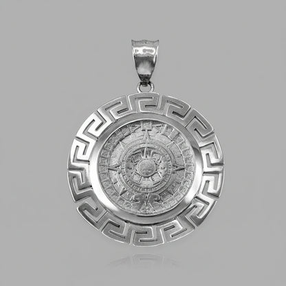 Sterling Silver Aztec Mayan Sun Stone Calendar Pendant – Ancient Symbol Jewelry