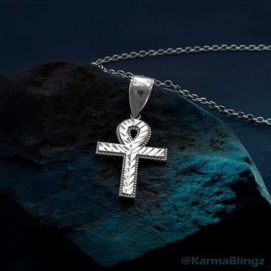 Sterling Silver Ankh Cross Pendant Necklace | Symbol of Life and Immortality