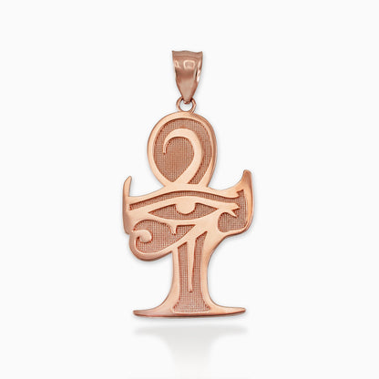 Gold Egyptian Eye Of Horus Ankh Pendant Necklace