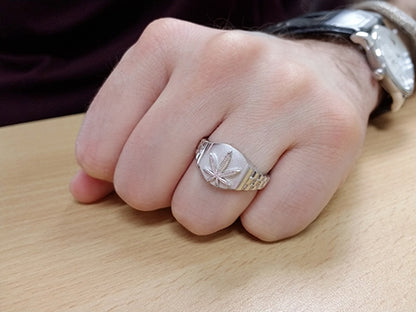 Sterling Silver Marijuana Weed Leaf Watchband Ring