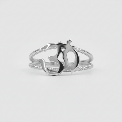 Gold Om Symbol Dainty Rope Ring For Women, 10K 14K, Yellow, White, Rose