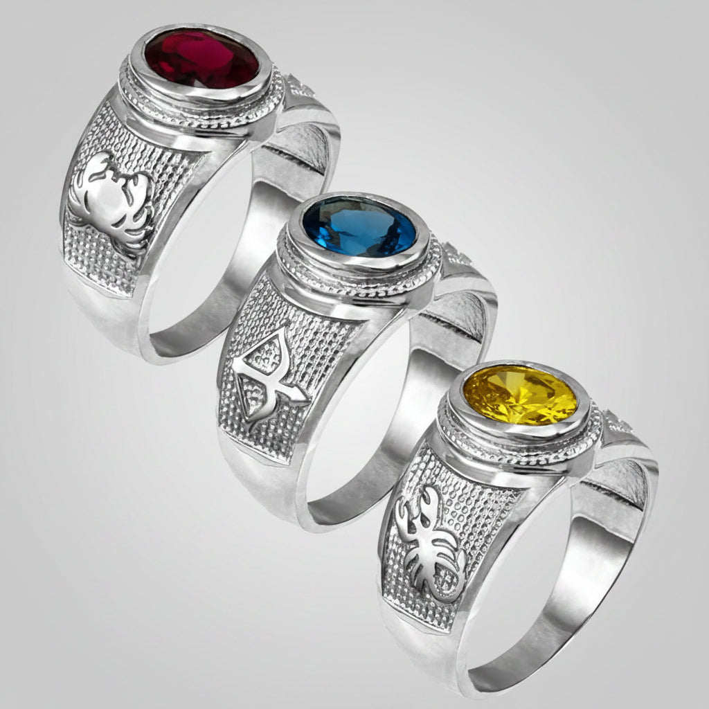 Sterling Silver Zodiac Sign Birthstone CZ Ring 12 Astrology Signs Oval Color Cubic Zirconia