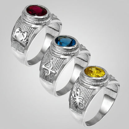 Sterling Silver Zodiac Sign Birthstone CZ Ring 12 Astrology Signs Oval Color Cubic Zirconia
