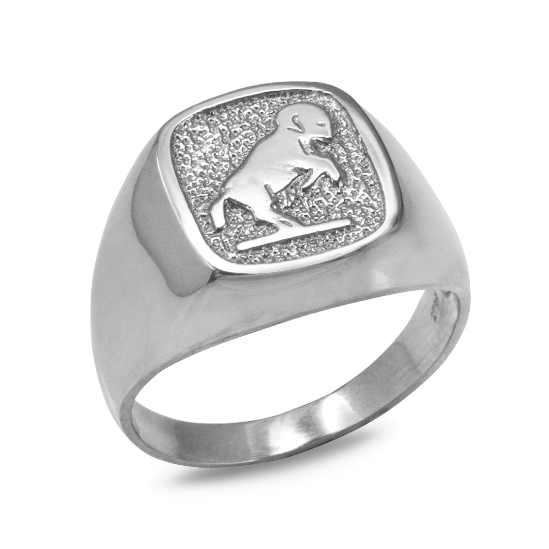 Sterling Silver Men's Zodiac Signet Ring 12 Astrology Signs Square