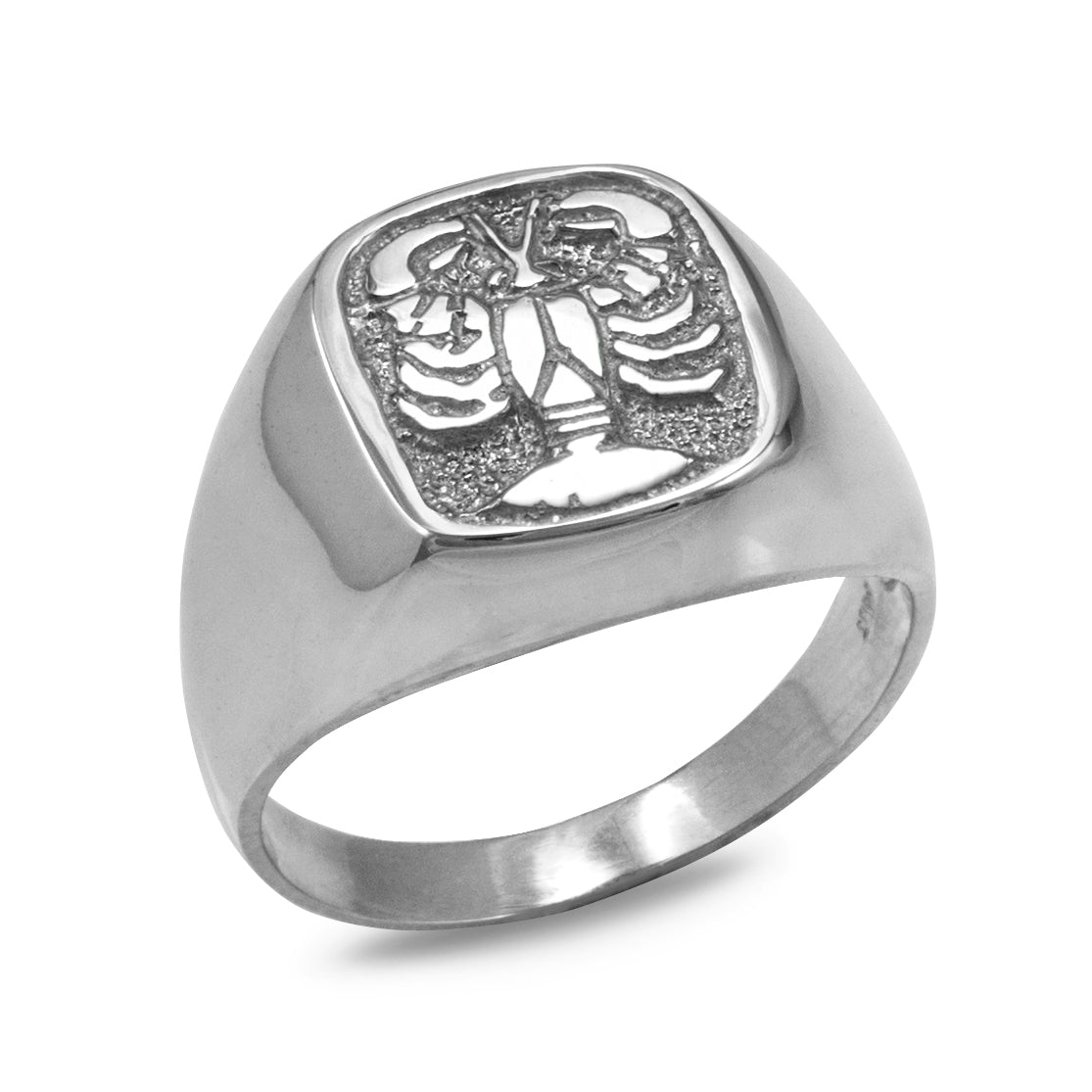 Sterling Silver Men's Zodiac Signet Ring 12 Astrology Signs Square