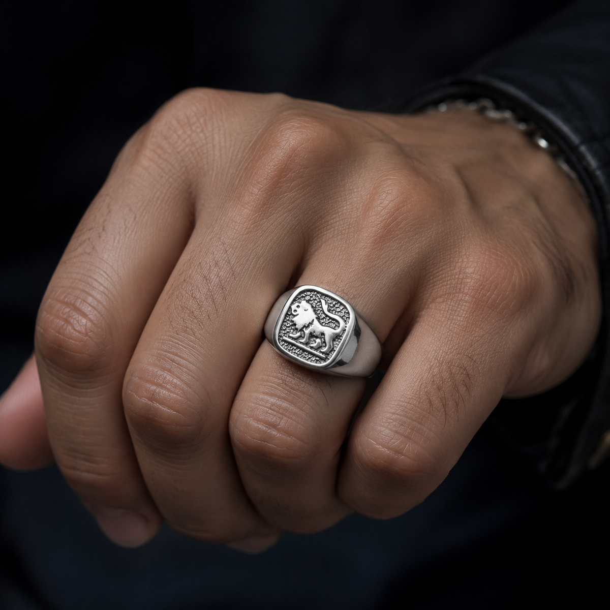Sterling Silver Men's Zodiac Signet Ring 12 Astrology Signs Square