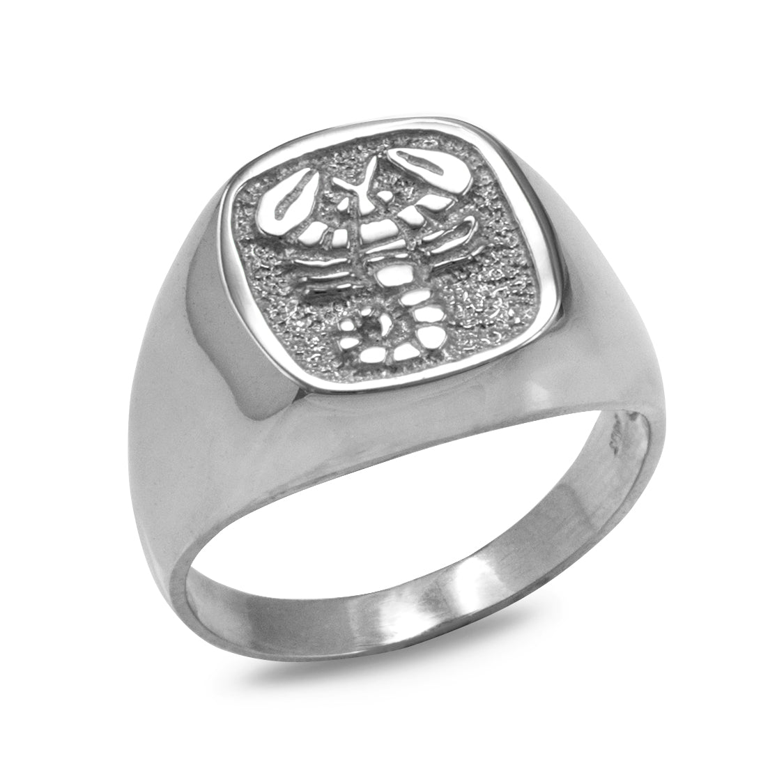 Sterling Silver Men's Zodiac Signet Ring 12 Astrology Signs Square