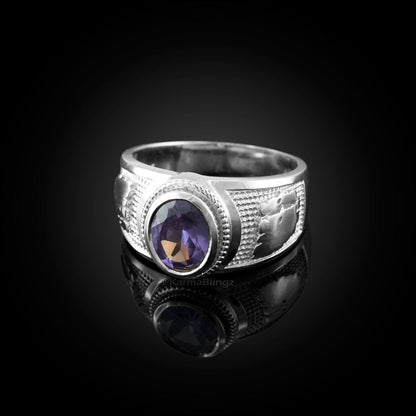 Sterling Silver Gemini June Birthstone Violet CZ Ring | Karma Blingz