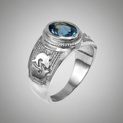 Sterling Silver Zodiac Sign Birthstone CZ Ring 12 Astrology Signs Oval Color Cubic Zirconia