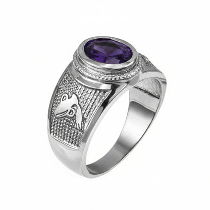 Sterling Silver Zodiac Sign Birthstone CZ Ring 12 Astrology Signs Oval Color Cubic Zirconia