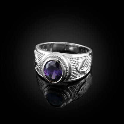 Sterling Silver Aquarius February Birthstone Purple CZ Ring | Karma Blingz