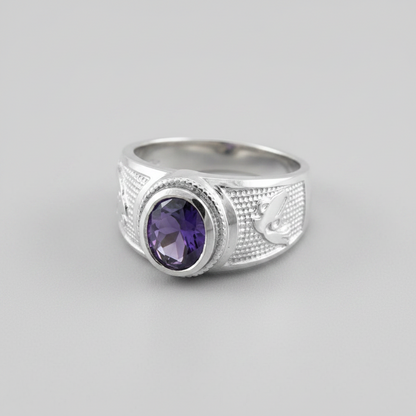 Sterling Silver Zodiac Sign Birthstone CZ Ring 12 Astrology Signs Oval Color Cubic Zirconia