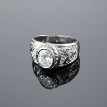 Sterling Silver Zodiac Sign Birthstone CZ Ring 12 Astrology Signs Oval Color Cubic Zirconia