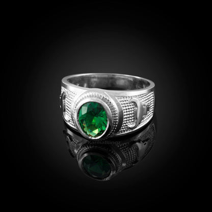 Sterling Silver Taurus May Birthstone Green CZ Ring | Karma Blingz
