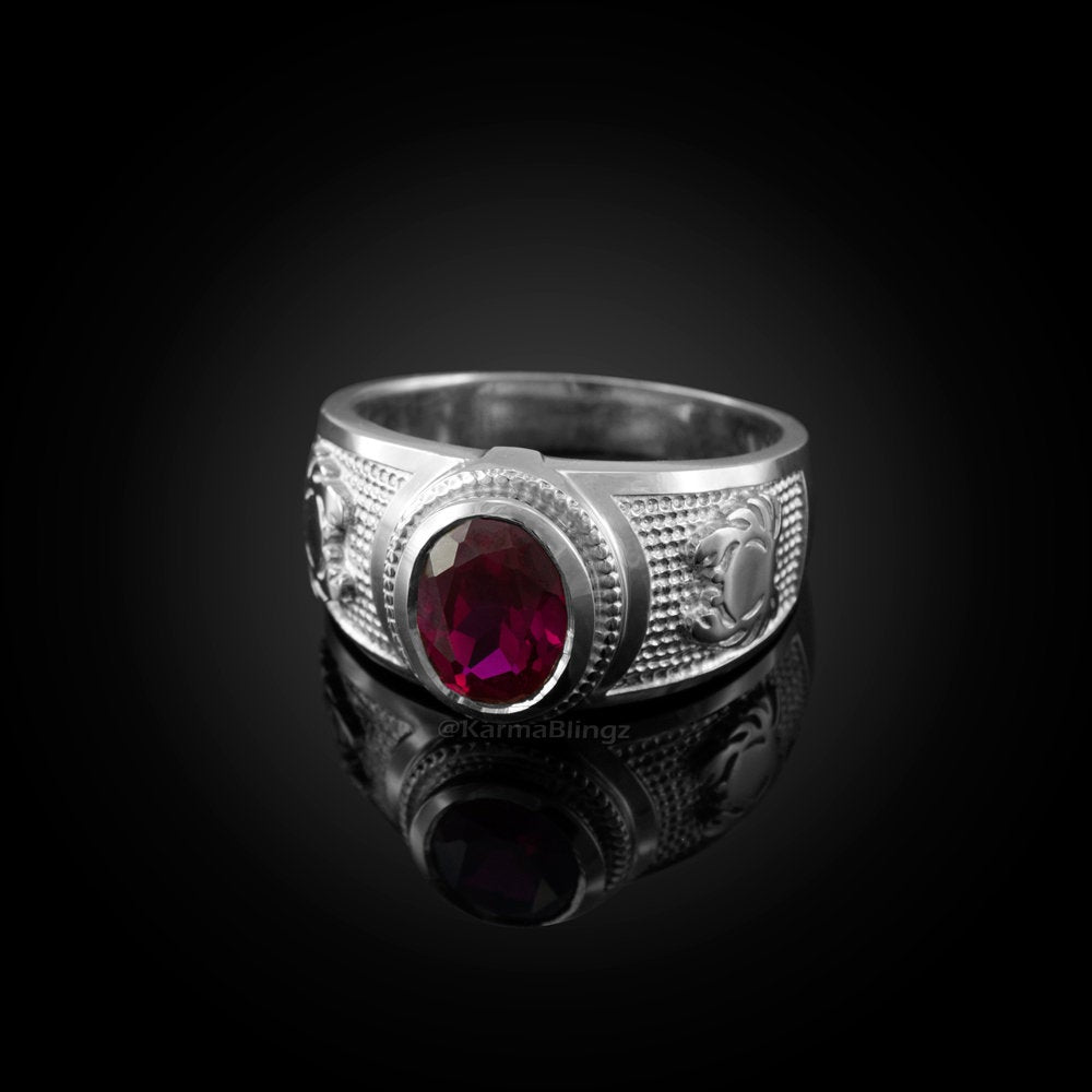 Sterling Silver Cancer July Birthstone Red CZ Ring | Karma Blingz
