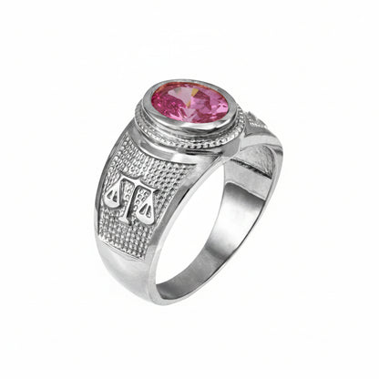 Sterling Silver Zodiac Sign Birthstone CZ Ring 12 Astrology Signs Oval Color Cubic Zirconia